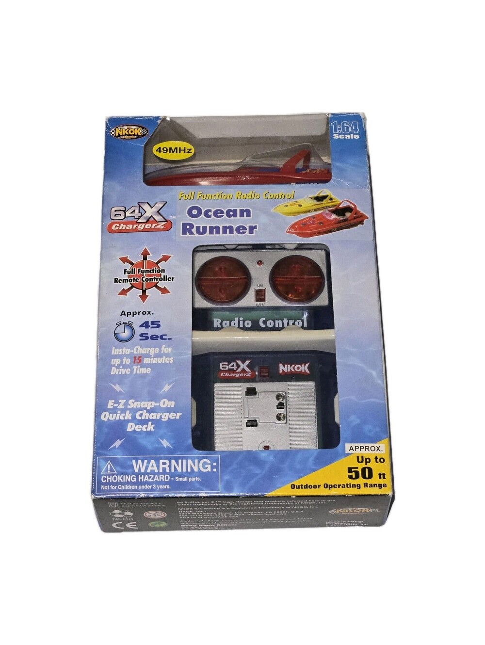 Vintage NKOK Ocean Runner RC Micro Boat 1:64 Scale, 45 Second Charge, New In Box